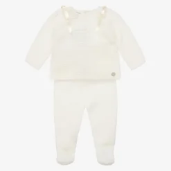 Paz Rodríguez Gifts|Babysuits*Ivory Merino Wool Knit 2 Piece Babygrow