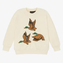 Mini Rodini Tops*Ivory Organic Cotton Embroidered Sweatshirt