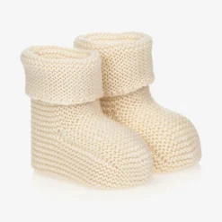 NaturaPura Booties|Booties*Ivory Organic Cotton Knit Booties