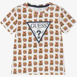 Guess Tops*Ivory Organic Cotton Logo T-Shirt