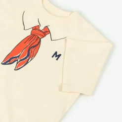 Mini Rodini Tops*Ivory Organic Cotton Scarf Print T-Shirt Offwhite