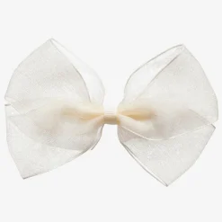 Peach Ribbons Hair Accessories*Ivory Organza Bow Clip (12cm)