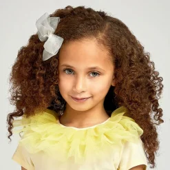 Peach Ribbons Hair Accessories*Ivory Organza Bow Clip (12cm)