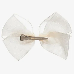 Peach Ribbons Hair Accessories*Ivory Organza Bow Clip (12cm)
