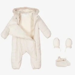 Mayoral Newborn Snowwear|Snowwear*Ivory Padded Bunny Snowsuit
