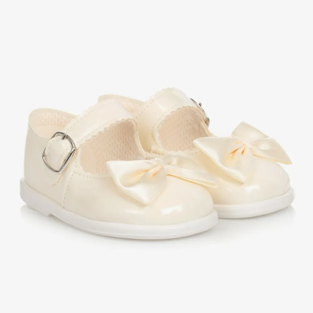Early Days First Walkers|First Walkers*Ivory Patent Bar Shoes