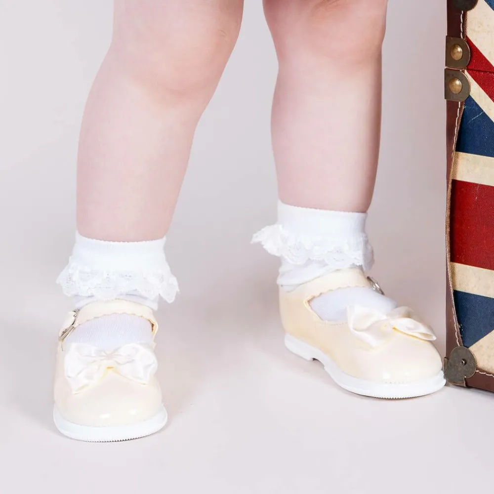 Early Days First Walkers|First Walkers*Ivory Patent Bar Shoes