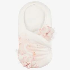 Sofija Gifts*Ivory Peacock Print Cotton Baby Nest (66cm)