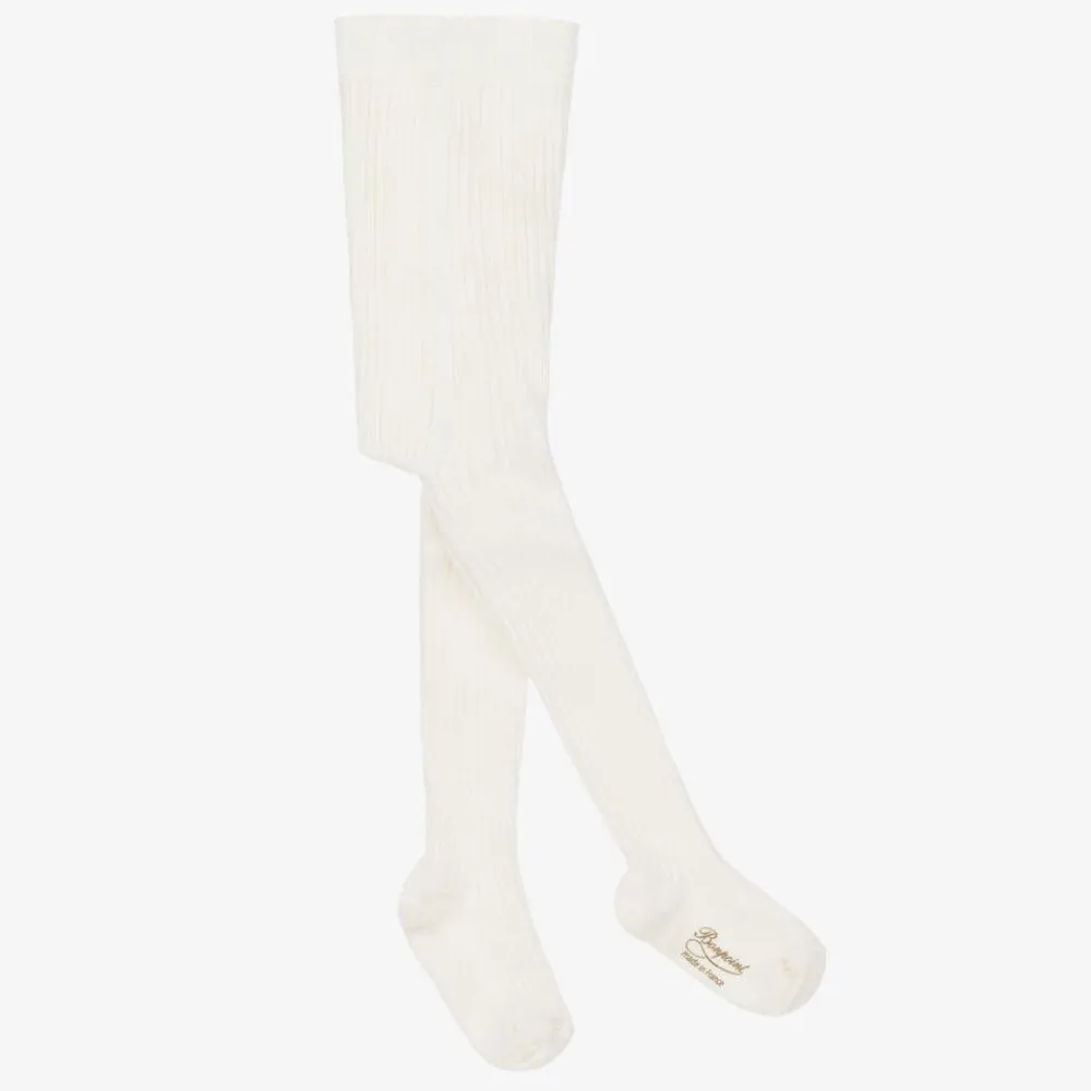 Bonpoint Tights*Ivory Ribbed Cotton Tights