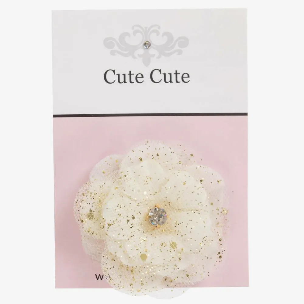 Cute Cute Hair Accessories*Ivory Satin & Tulle Hairclip (6cm)