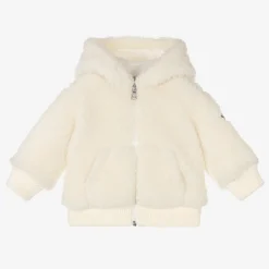 Moncler Enfant Tops*Ivory Sherpa Fleece Zip-Up Top
