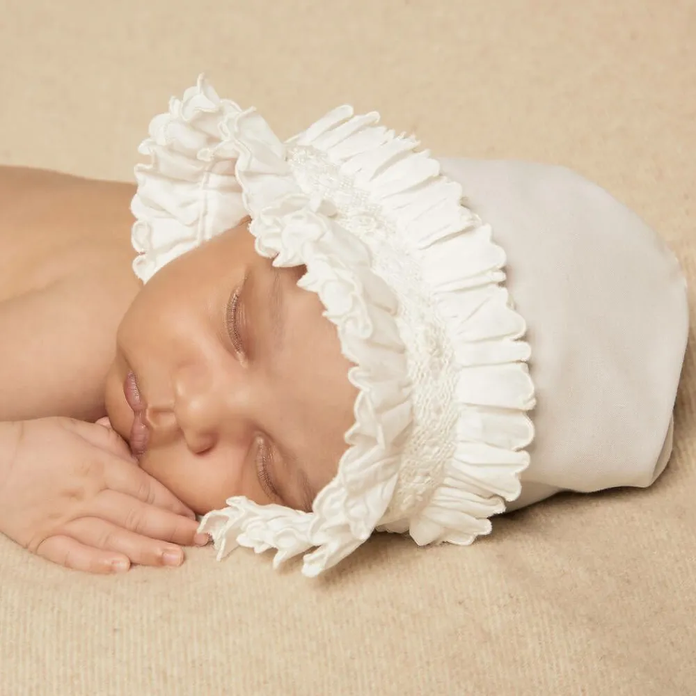 Sarah Louise Hats*Ivory Smocked Baby Bonnet