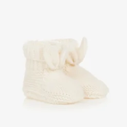 Tartine et Chocolat Booties|Booties*Ivory Wool & Cashmere Knitted Booties