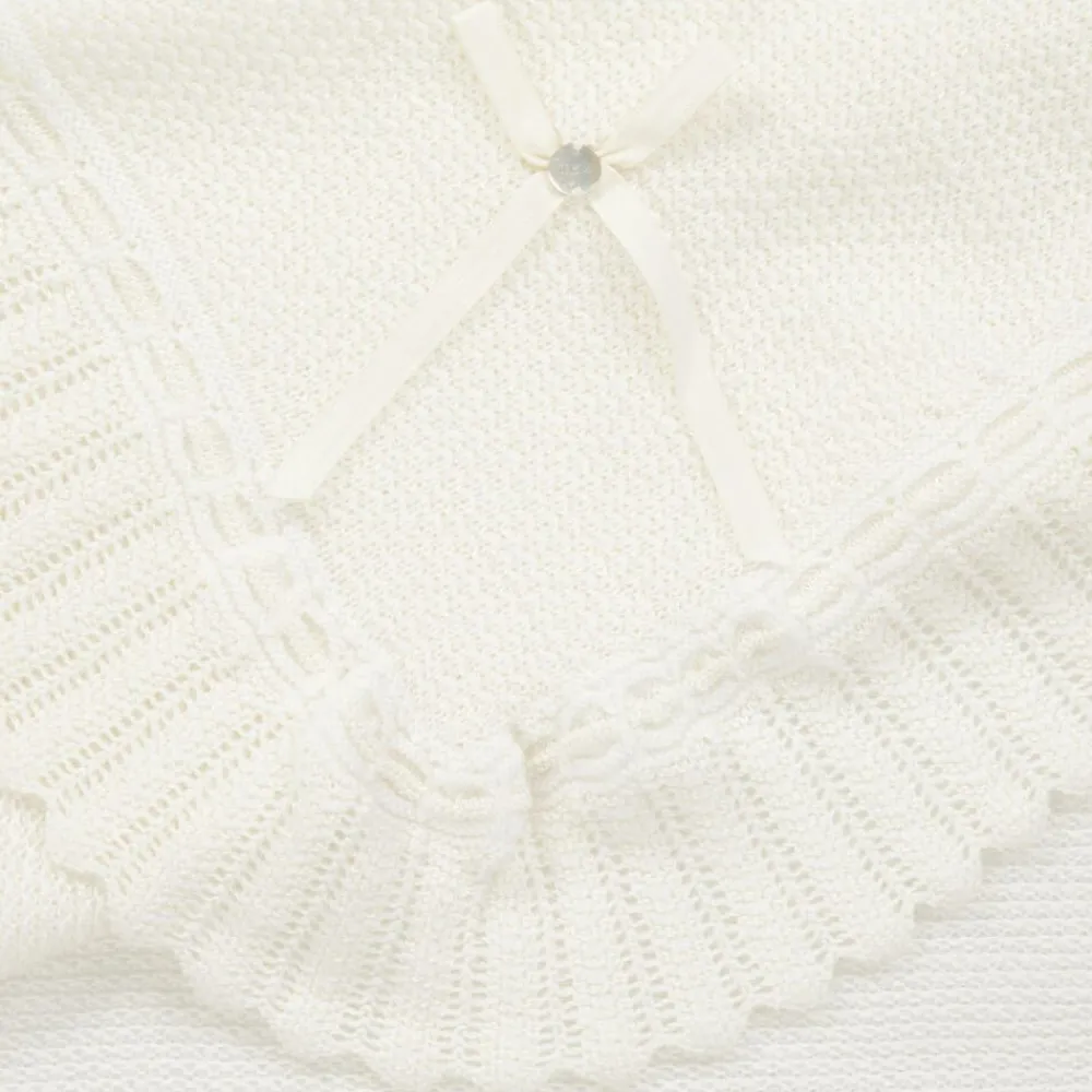 Paz Rodríguez Gifts*Ivory Wool Knit Baby Shawl (106cm)
