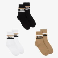BOSS Socks*Junior Boys Black & Beige Socks (3 Pack)