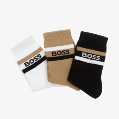BOSS Socks*Junior Boys Black & Beige Socks (3 Pack)
