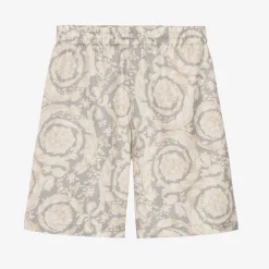 Versace Shorts*Junior Boys Ivory Silk Barocco Shorts