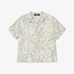 Versace Tops*Junior Boys Ivory Silk Barocco Shirt