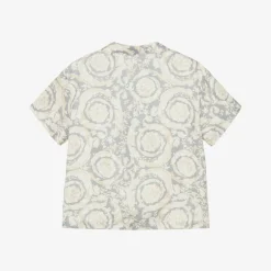 Versace Tops*Junior Boys Ivory Silk Barocco Shirt