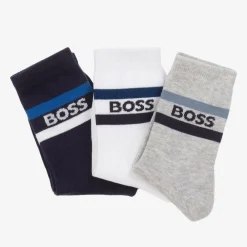 BOSS Socks*Junior Boys Navy Blue & Grey Socks (3 Pack)