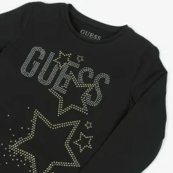 Guess Tops*Junior Girls Black Cotton Diamanté Top