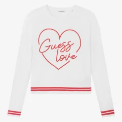 Guess Tops*Junior Girls White Cashmere Heart Sweater