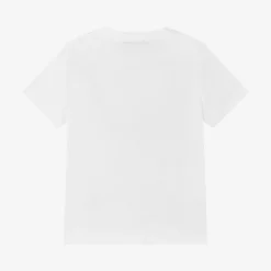 Versace Tops*Junior White & Gold Logo Cotton T-Shirt