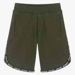 Moncler Enfant Shorts*Khaki Green Logo Shorts