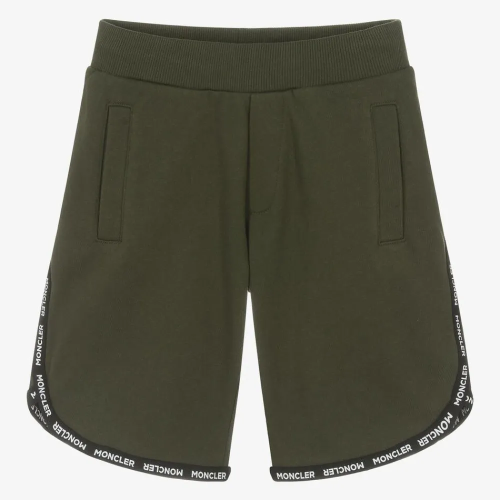 Moncler Enfant Shorts*Khaki Green Logo Shorts