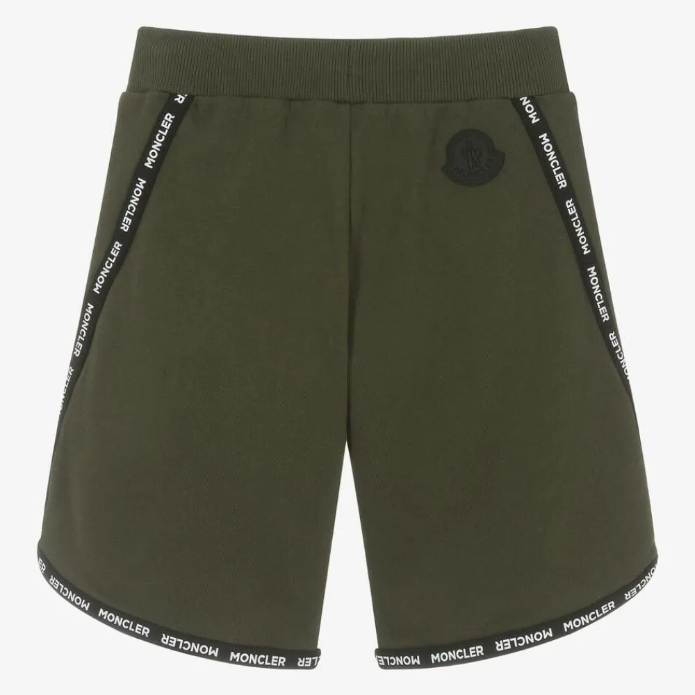 Moncler Enfant Shorts*Khaki Green Logo Shorts