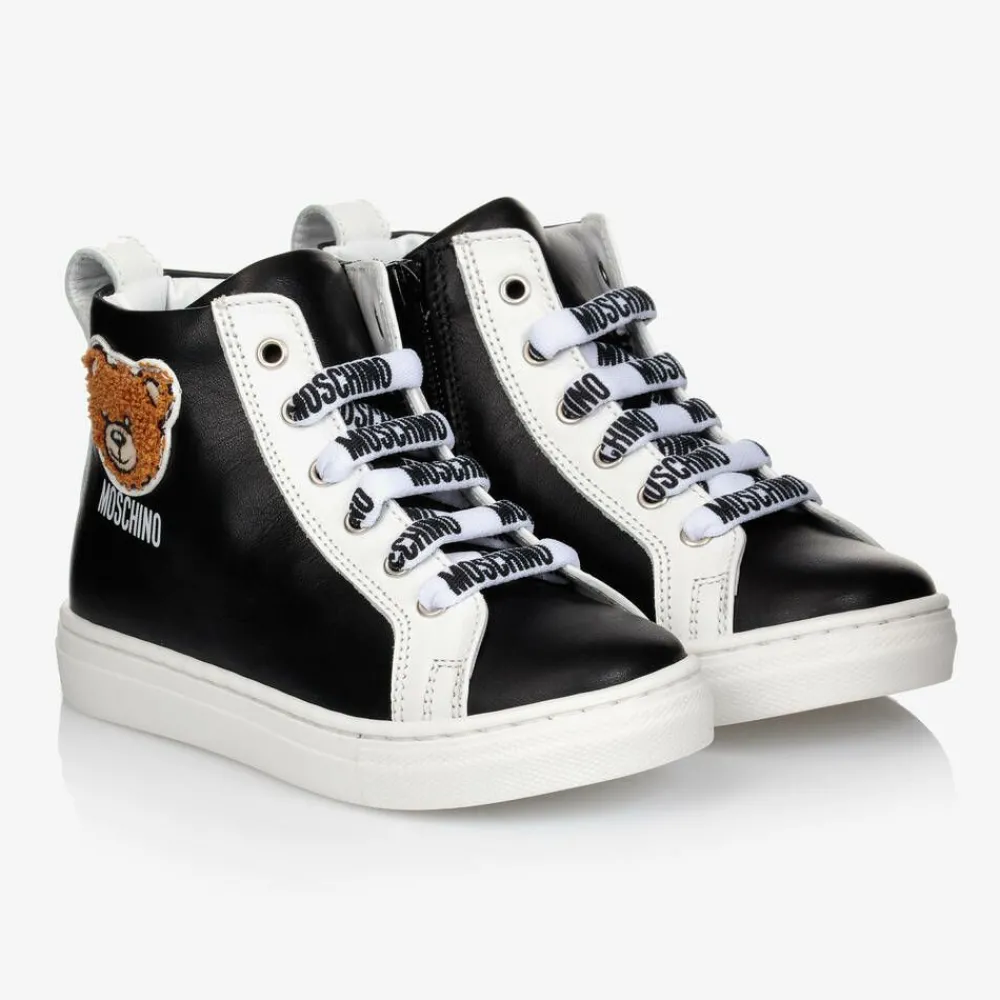 Moschino Kid-Teen Trainers|Trainers*Leather High-Top Logo Trainers
