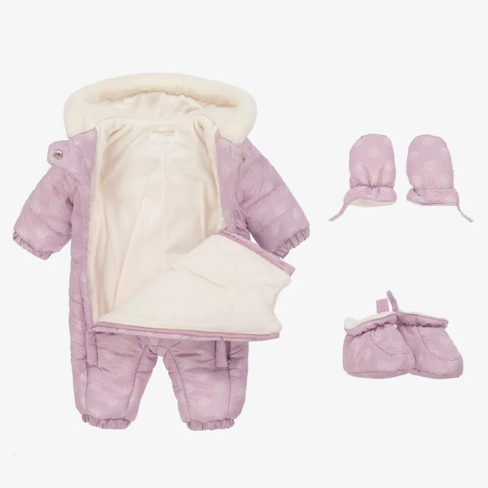 Mayoral Snowwear|Snowwear*Lilac Purple Padded Baby Snowsuit