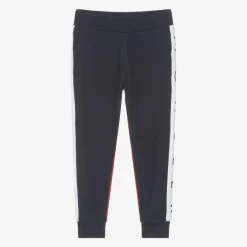 Moncler Enfant Trousers*Navy Blue & Red Cotton Joggers