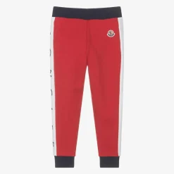 Moncler Enfant Trousers*Navy Blue & Red Cotton Joggers