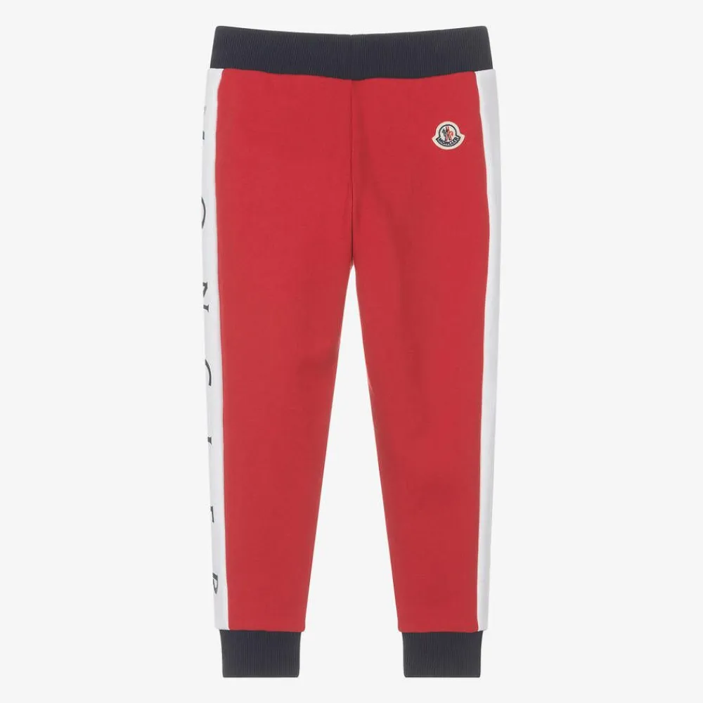 Moncler Enfant Trousers*Navy Blue & Red Cotton Joggers
