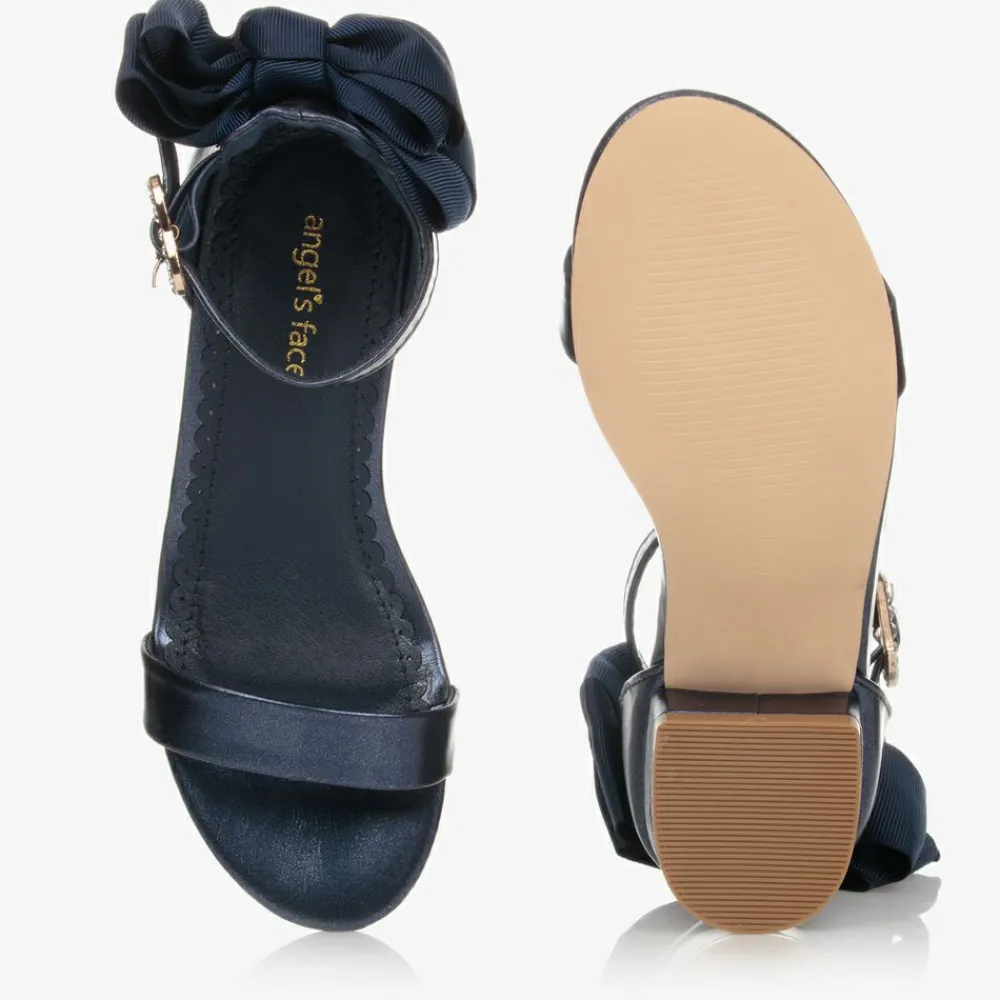 Angels Face Wedges & Heels|Wedges & Heels*Blue Bow Heel Sandals Navy