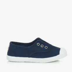 Pisamonas Trainers*Navy Blue Canvas Slip-On Trainers