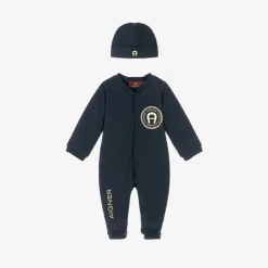 AIGNER Gifts|Babysuits*Navy Blue Cotton Babysuit Set