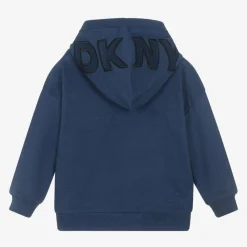 DKNY Tops*Navy Blue Cotton Embroidered Hoodie