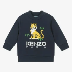 KENZO KIDS Tops*Navy Blue Cotton KOTORA Tiger Sweatshirt