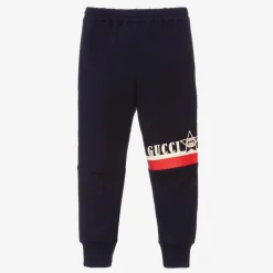 Gucci Trousers*Navy Blue Cotton Logo Joggers