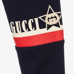 Gucci Trousers*Navy Blue Cotton Logo Joggers