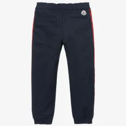 Moncler Enfant Trousers*Navy Blue Cotton Logo Joggers