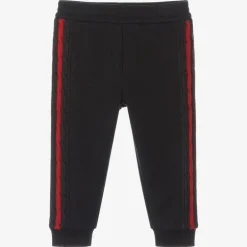 Moncler Enfant Trousers*Navy Blue Cotton Logo Joggers