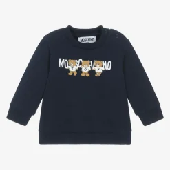 Moschino Baby Tops*Navy Blue Cotton Teddy Bear Sweatshirt