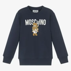 Moschino Kid-Teen Tops|Tops*Navy Blue Cotton Teddy Bear Sweatshirt