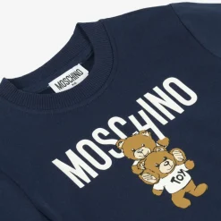Moschino Kid-Teen Tops|Tops*Navy Blue Cotton Teddy Bear Sweatshirt