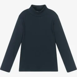 Everything Must Change Tops*Navy Blue Cotton Turtleneck Top