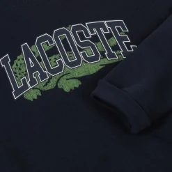 Lacoste Tops*Navy Blue Cotton Varsity Sweatshirt