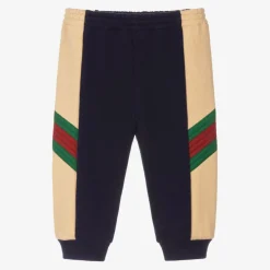 Gucci Trousers|Trousers*Navy Blue Cotton Web Baby Joggers